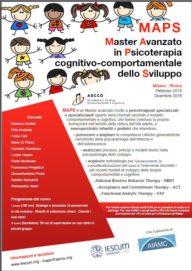 Master avanzato di psicoterapia cognitivo comportamentale e dello sviluppo